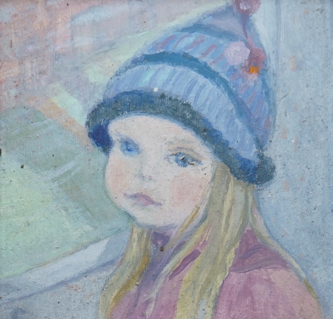 Cinzia Bonada RBA, oil on board, 'Small Passenger, District Line', 8 x 7.5cm